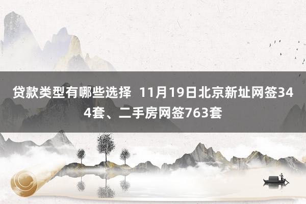 贷款类型有哪些选择  11月19日北京新址网签344套、二手房网签763套