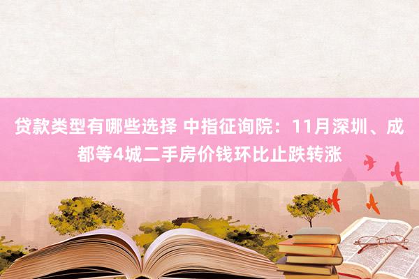 贷款类型有哪些选择 中指征询院：11月深圳、成都等4城二手房价钱环比止跌转涨