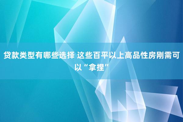 贷款类型有哪些选择 这些百平以上高品性房刚需可以“拿捏”