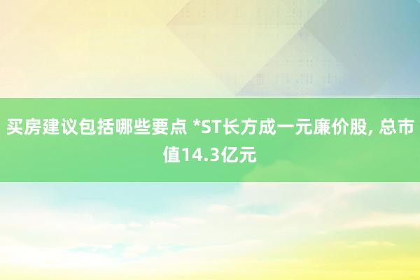 买房建议包括哪些要点 *ST长方成一元廉价股, 总市值14.3亿元