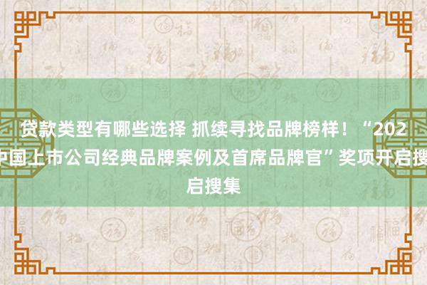 贷款类型有哪些选择 抓续寻找品牌榜样！“2025中国上市公司经典品牌案例及首席品牌官”奖项开启搜集