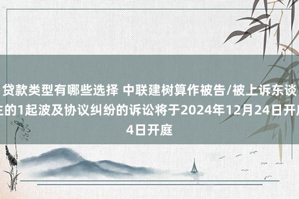 贷款类型有哪些选择 中联建树算作被告/被上诉东谈主的1起波及协议纠纷的诉讼将于2024年12月24日开庭