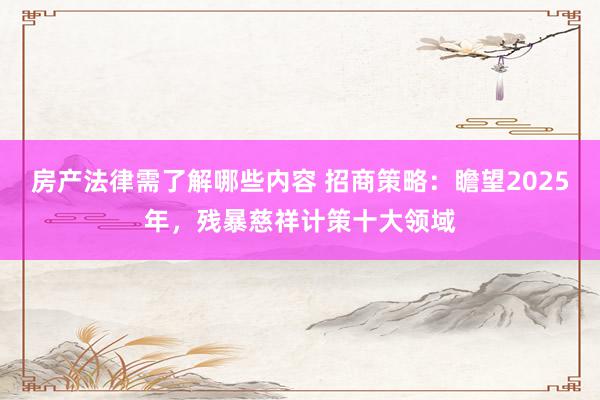 房产法律需了解哪些内容 招商策略：瞻望2025年，残暴慈祥计策十大领域