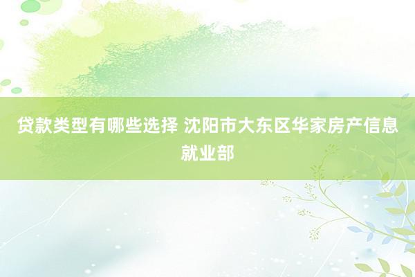 贷款类型有哪些选择 沈阳市大东区华家房产信息就业部