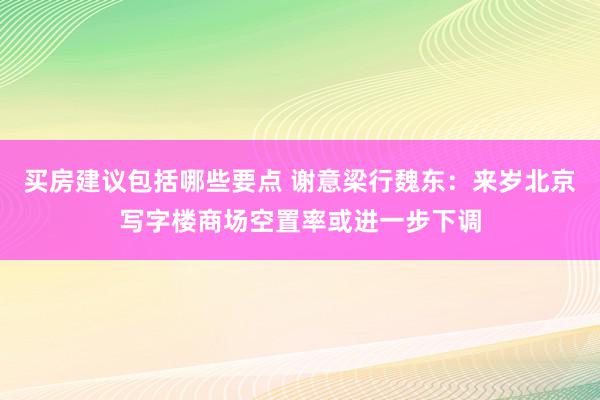 买房建议包括哪些要点 谢意梁行魏东：来岁北京写字楼商场空置率或进一步下调