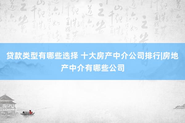 贷款类型有哪些选择 十大房产中介公司排行|房地产中介有哪些公司