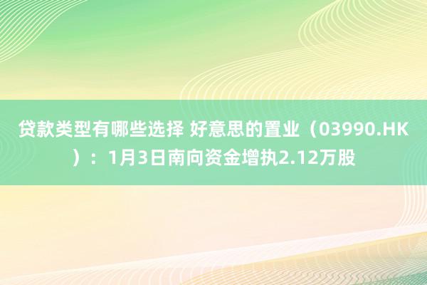 贷款类型有哪些选择 好意思的置业（03990.HK）：1月3日南向资金增执2.12万股