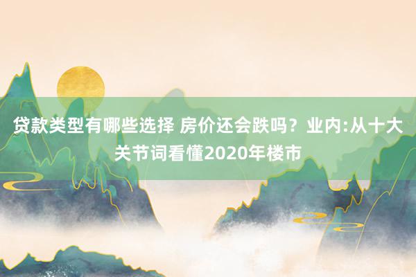 贷款类型有哪些选择 房价还会跌吗？业内:从十大关节词看懂2020年楼市