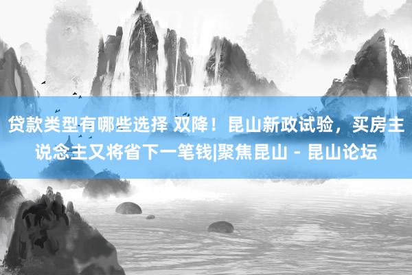 贷款类型有哪些选择 双降！昆山新政试验，买房主说念主又将省下一笔钱|聚焦昆山 - 昆山论坛