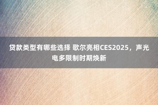 贷款类型有哪些选择 歌尔亮相CES2025，声光电多限制时期焕新