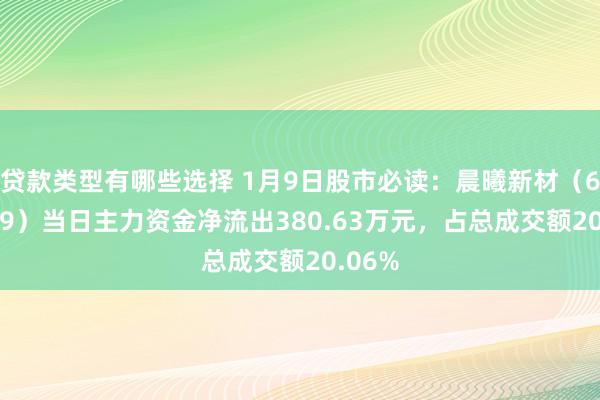 贷款类型有哪些选择 1月9日股市必读：晨曦新材（605399）当日主力资金净流出380.63万元，占总成交额20.06%