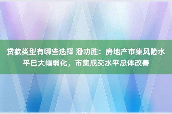 贷款类型有哪些选择 潘功胜：房地产市集风险水平已大幅弱化，市集成交水平总体改善