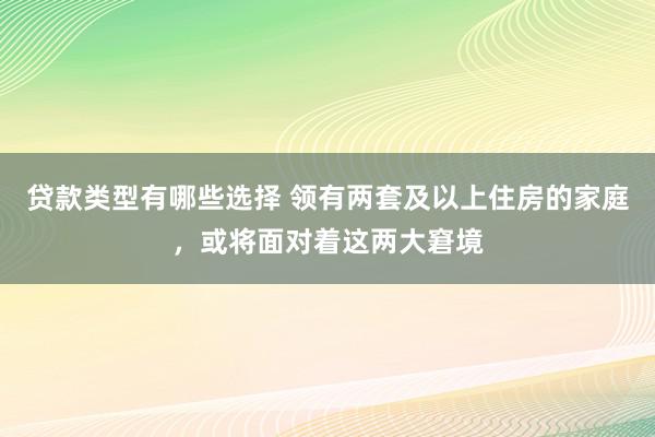 贷款类型有哪些选择 领有两套及以上住房的家庭，或将面对着这两大窘境