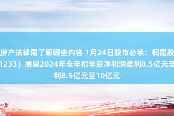 房产法律需了解哪些内容 1月24日股市必读：桐昆股份（601233）展望2024年全年扣非后净利润盈利8.5亿元至10亿元