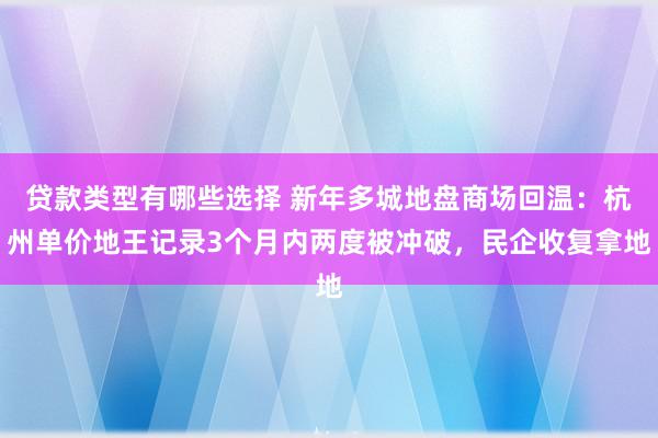 贷款类型有哪些选择 新年多城地盘商场回温：杭州单价地王记录3个月内两度被冲破，民企收复拿地