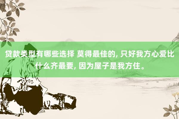 贷款类型有哪些选择 莫得最佳的, 只好我方心爱比什么齐最要, 因为屋子是我方住。