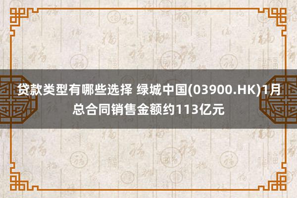 贷款类型有哪些选择 绿城中国(03900.HK)1月总合同销售金额约113亿元