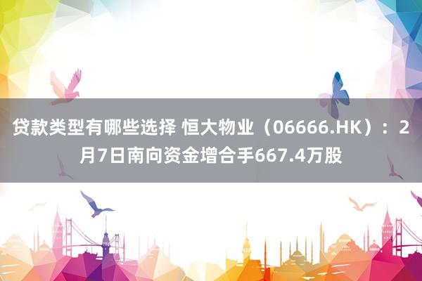 贷款类型有哪些选择 恒大物业（06666.HK）：2月7日南向资金增合手667.4万股