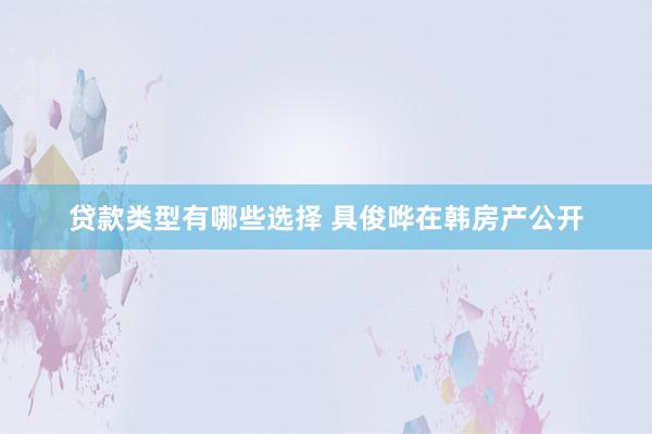 贷款类型有哪些选择 具俊哗在韩房产公开