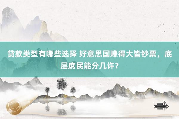 贷款类型有哪些选择 好意思国赚得大皆钞票，底层庶民能分几许？