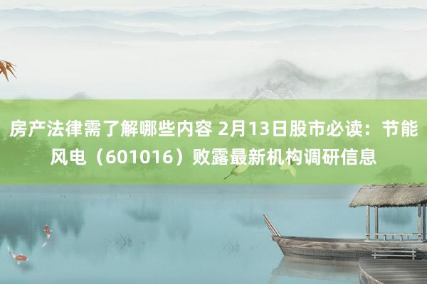 房产法律需了解哪些内容 2月13日股市必读：节能风电（601016）败露最新机构调研信息