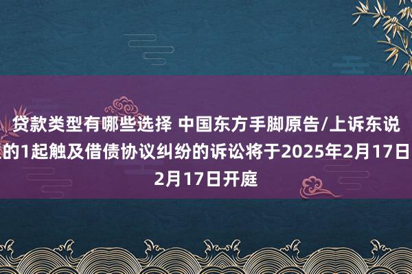 贷款类型有哪些选择 中国东方手脚原告/上诉东说念主的1起触及借债协议纠纷的诉讼将于2025年2月17日开庭