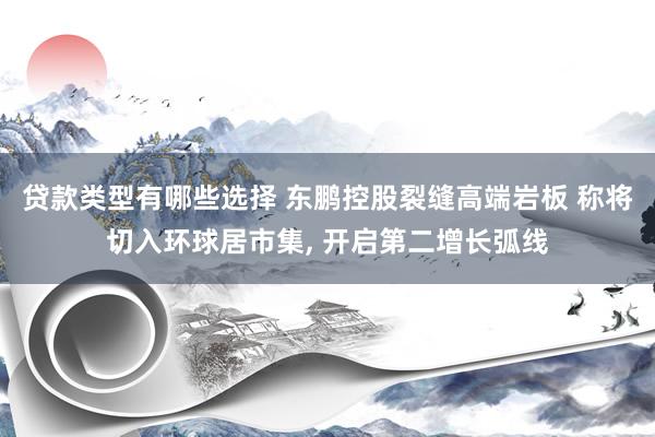 贷款类型有哪些选择 东鹏控股裂缝高端岩板 称将切入环球居市集, 开启第二增长弧线