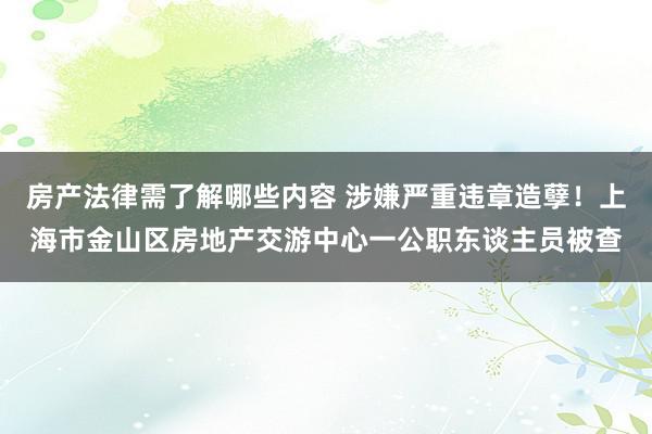 房产法律需了解哪些内容 涉嫌严重违章造孽！上海市金山区房地产交游中心一公职东谈主员被查